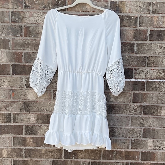 White Lace Boho Peasant Dress - Picture 8 of 11